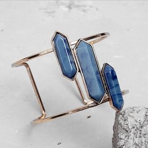 Golden Tone Metal Wide Cuff-dark blue